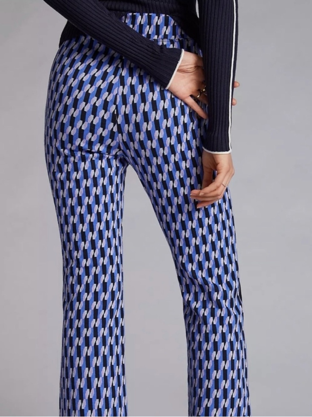 Anthropologie Maeve Wide-Leg Ponte Patterned Knit Flare Pants XS - Picture 3 of 6